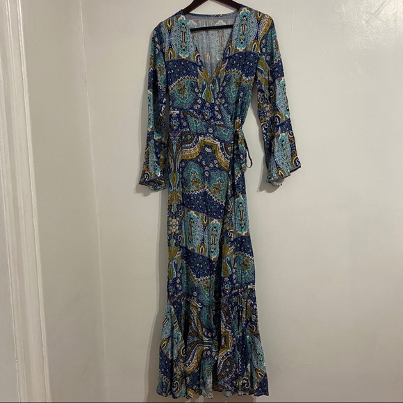 NEW Bohemian Paisley Print Maxi Wrap Dress - Picture 11 of 11
